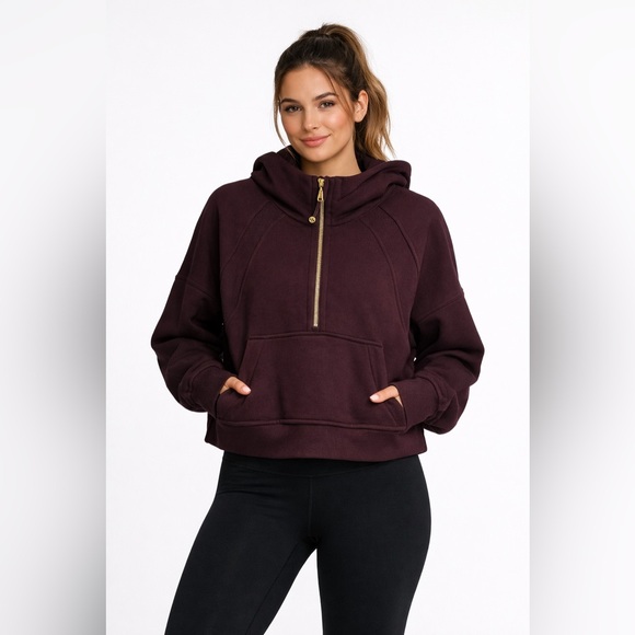 Lululemon Scuba Oversized Half Zip Hoodie Gold Zip - Picture 2 of 6